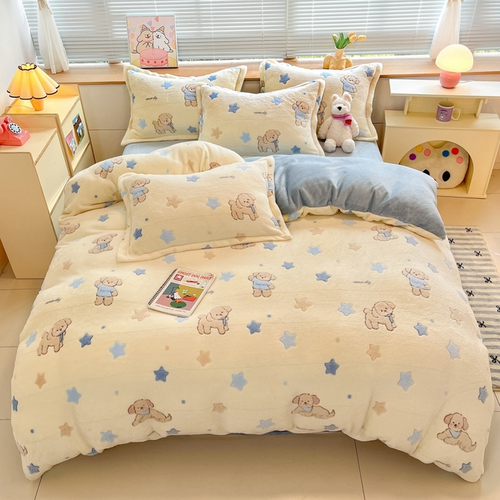 91家纺网 家纺一手货源 找家纺 慕尚 2025新款高克重印花雪花绒被套单件 旺福