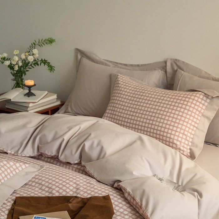 91家纺网 家纺一手货源 找家纺 窝米 2024新款全棉磨毛工艺拼角款四件套系列 华芙