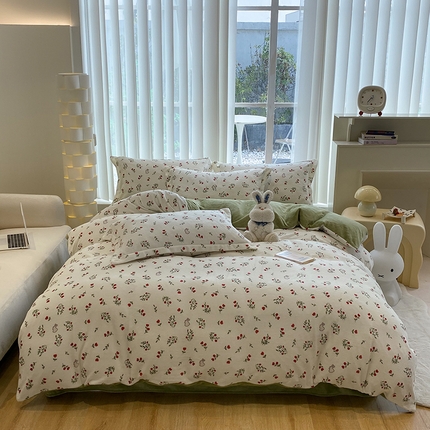 91家纺网 家纺一手货源 找家纺 梦澜蒂 2024新款加厚保暖牛奶绒被套牛奶绒四件套