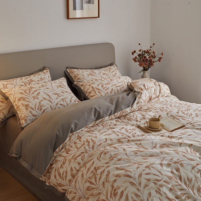 91家纺网 家纺一手货源 找家纺 千朵森 2024新款高定新疆长绒棉全棉印花拼角磨毛四件套 风格二 雅韵