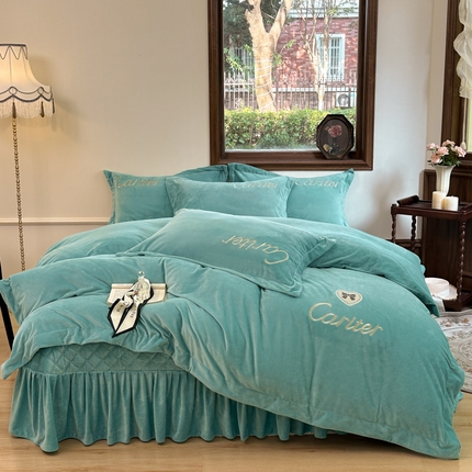 尚美 2024新款床盖款工艺设计四件套-依连娜 青春绿