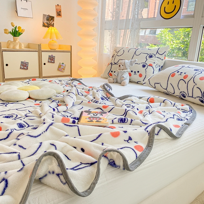 91家纺网 家纺一手货源 找家纺 慕尚家纺 2025新款雪貂绒高克重300g毛毯家用毛毯 小熊宝