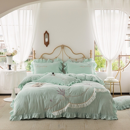 91家纺网 家纺一手货源 找家纺 （总）金绣美居 2025新款加厚婴儿绒韩版床盖绣花保暖四件套-含香