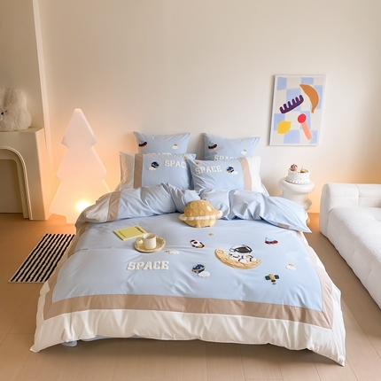 91家纺网 家纺一手货源 找家纺 （总）星野 2024新款全棉加厚磨毛四件套太空记系列