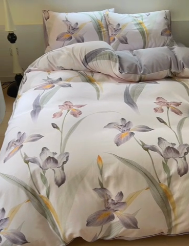 91家纺网 家纺一手货源 找家纺 田野 2024新款纯棉全棉磨毛印花四件套系列 叶颜