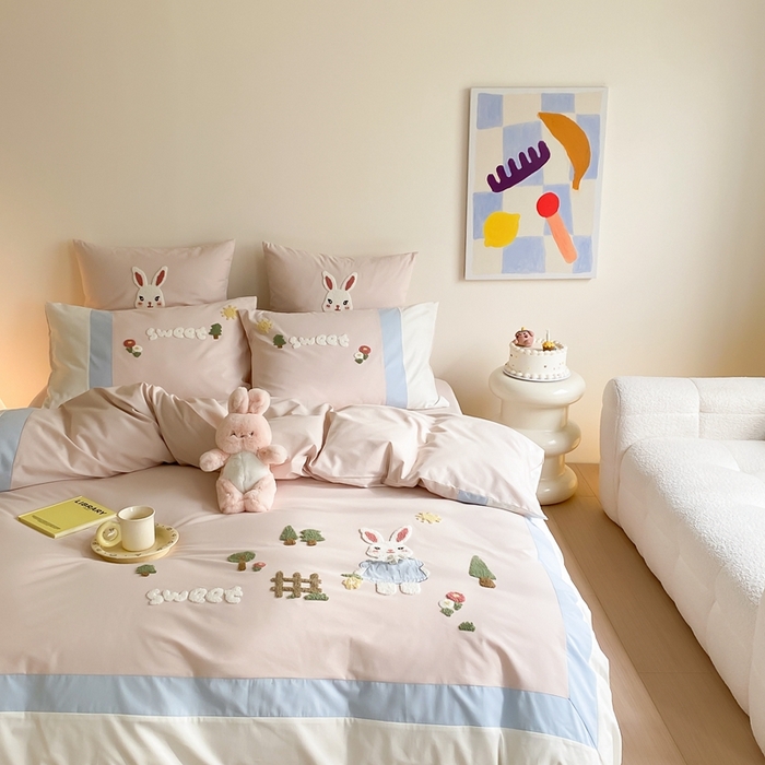 91家纺网 家纺一手货源 找家纺 （总）星野 2024新款全棉加厚磨毛四件套森林记系列