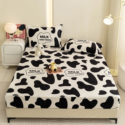 91家纺网 家纺一手货源 找家纺 （总）2024新款立体菠萝格印花保暖牛奶绒系列单床笠