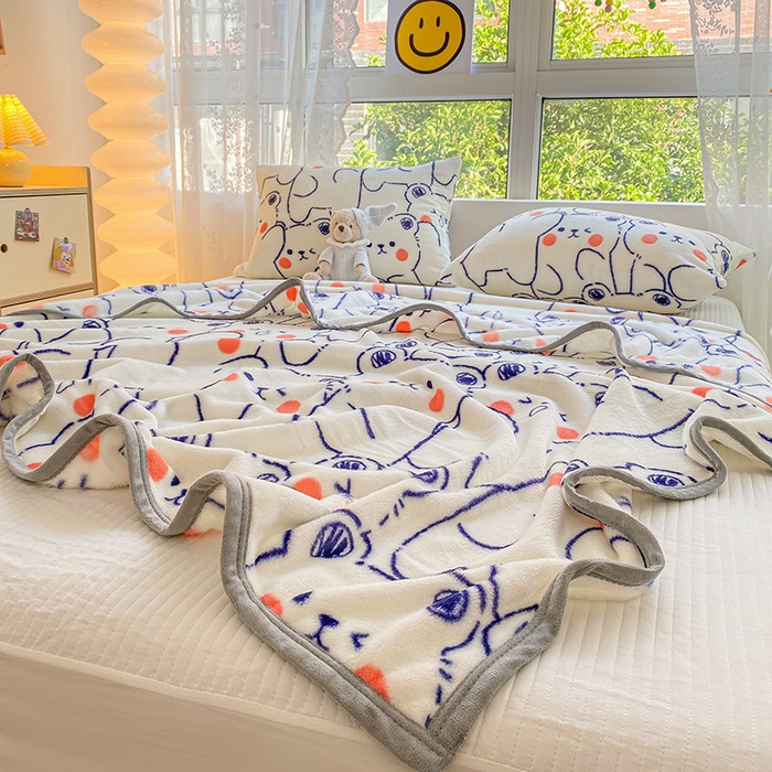 91家纺网 家纺一手货源 找家纺 慕尚家纺 2025新款雪貂绒高克重300g毛毯家用毛毯 小熊宝