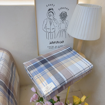 2024新款水洗全棉条格床盖四件套 米大格