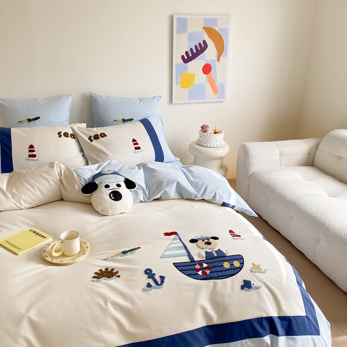 91家纺网 家纺一手货源 找家纺 （总）星野 2024新款全棉加厚磨毛四件套漂流记系列