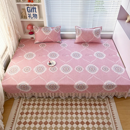 91家纺网 家纺一手货源 找家纺 （总）手艺人 2025新款蕾丝花边化纤炕盖榻榻米炕垫-KH系列