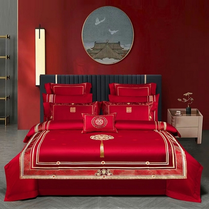 91家纺网 家纺一手货源 找家纺 （总）2024新款100S提花全工艺长绒棉刺绣婚庆四件套多件套