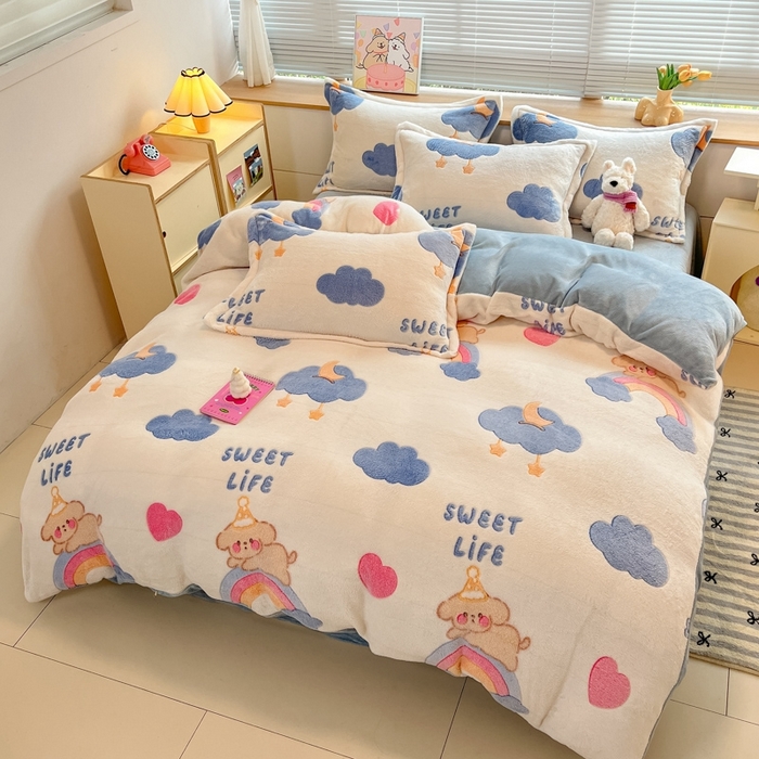 91家纺网 家纺一手货源 找家纺 慕尚 2025新款高克重印花雪花绒被套单件 星屿