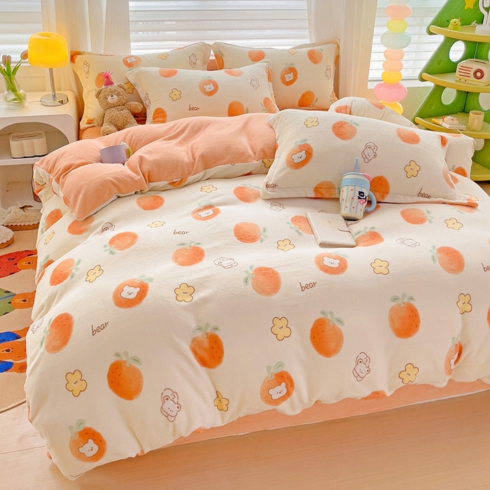 91家纺网 家纺一手货源 找家纺 简一 2025新款小清新牛奶绒印花四件套-卡通系列 心想事成