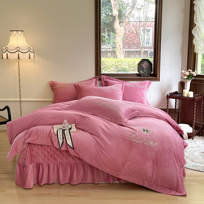 91家纺网 家纺一手货源 找家纺 尚美 2024新款床盖款工艺设计四件套-依连娜 红豆沙