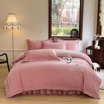 91家纺网 家纺一手货源 找家纺 尚美 2024新款床盖款工艺设计四件套-依连娜 浅豆沙