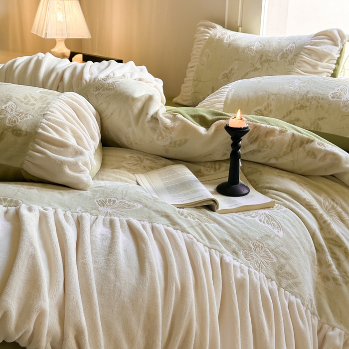 91家纺网 家纺一手货源 找家纺 慕澄家纺 2024新款法式轻奢款琢色烂花牛奶绒四件套 约定