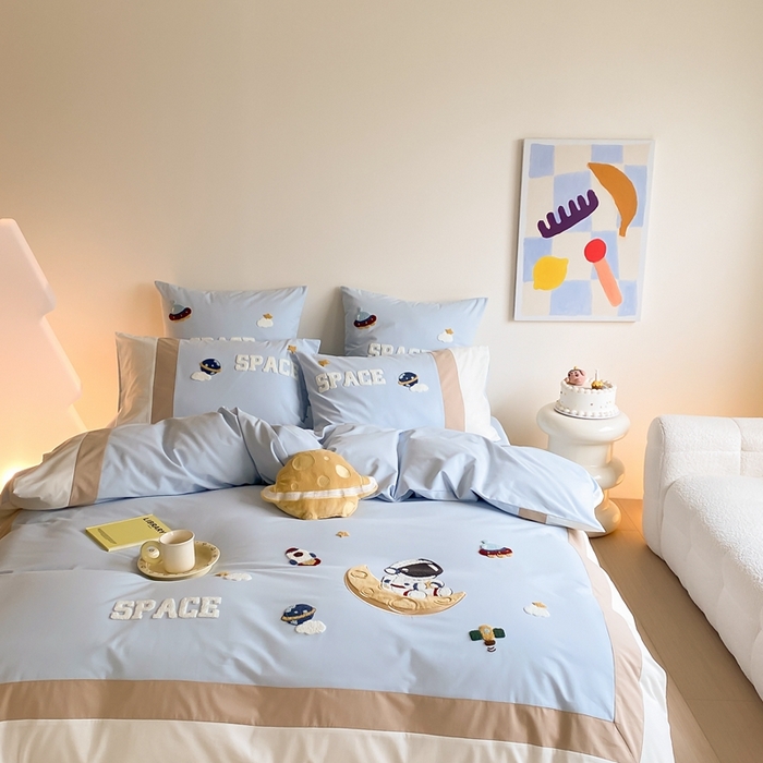 91家纺网 家纺一手货源 找家纺 （总）星野 2024新款全棉加厚磨毛四件套太空记系列