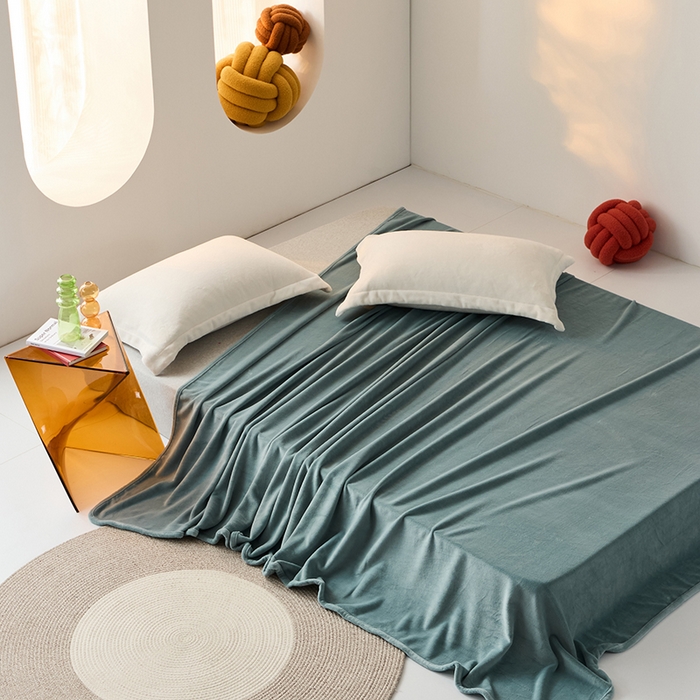 91家纺网 家纺一手货源 找家纺 LADYCOCO可可家居 2024新款牛奶3D绒立体雕花剪花单品系列-单床单 蓝色