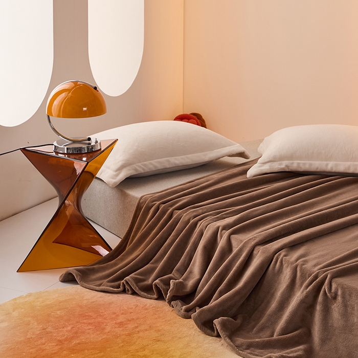 91家纺网 家纺一手货源 找家纺 LADYCOCO可可家居 2024新款牛奶3D绒立体雕花剪花单品系列-单床单 深咖