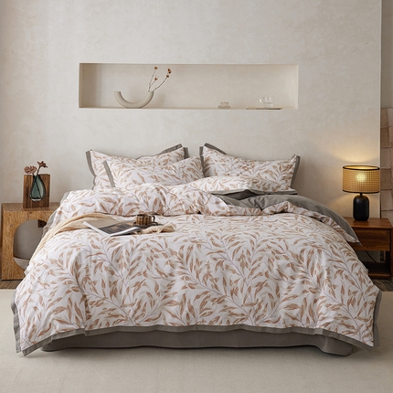 千朵森 2024新款高定新疆长绒棉全棉印花拼角磨毛四件套 风格一 雅韵