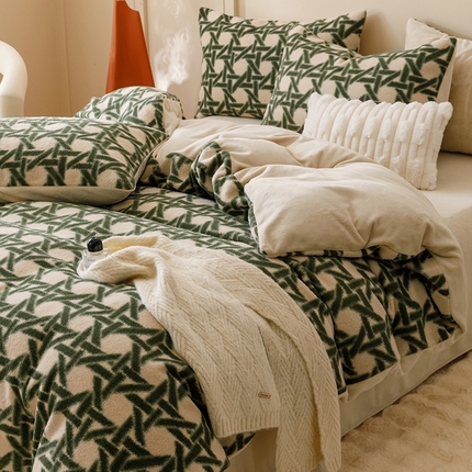 91家纺网 家纺一手货源 找家纺 （总）金奇达家纺 2025秋冬保暖加厚绒类四件套多莉羊绒-希尔格