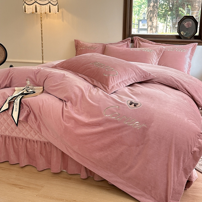 91家纺网 家纺一手货源 找家纺 尚美 2024新款床盖款工艺设计四件套-依连娜 浅豆沙