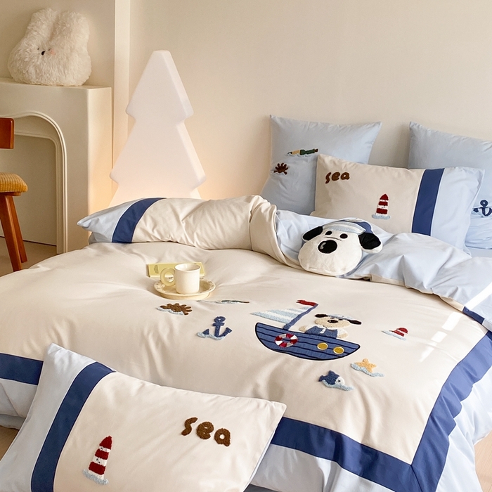 91家纺网 家纺一手货源 找家纺 （总）星野 2024新款全棉加厚磨毛四件套漂流记系列