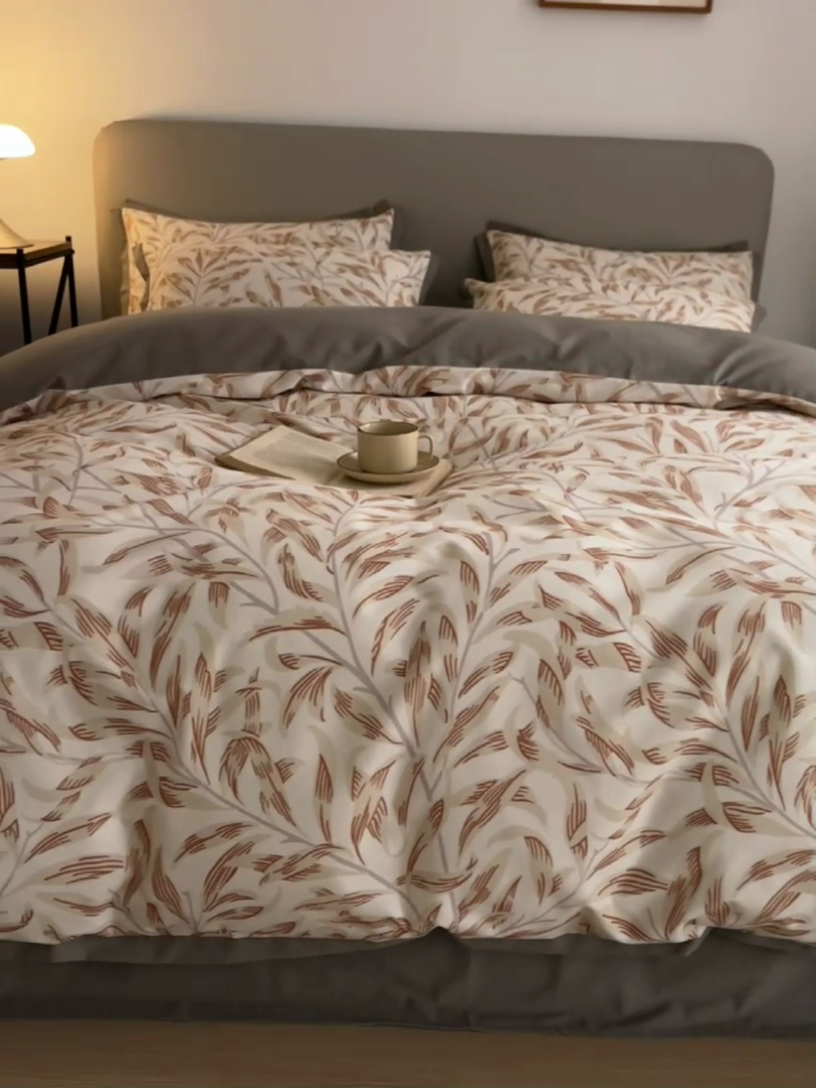 91家纺网 家纺一手货源 找家纺 千朵森 2024新款高定新疆长绒棉全棉印花拼角磨毛四件套 风格二 雅韵