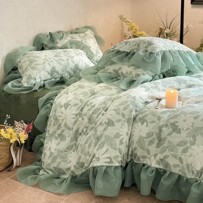 91家纺网 家纺一手货源 找家纺 慕澄家纺 2024新款高克重花边牛奶绒印花四件套 悠悠