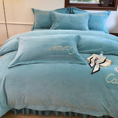 91家纺网 家纺一手货源 找家纺 尚美 2024新款床盖款工艺设计四件套-依连娜 青春绿