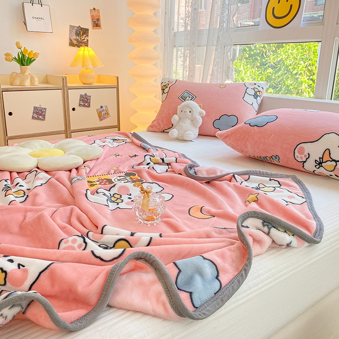 91家纺网 家纺一手货源 找家纺 慕尚家纺 2025新款雪貂绒高克重300g毛毯家用毛毯 快乐小兔