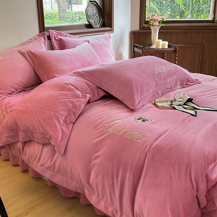 91家纺网 家纺一手货源 找家纺 尚美 2024新款床盖款工艺设计四件套-依连娜 红豆沙