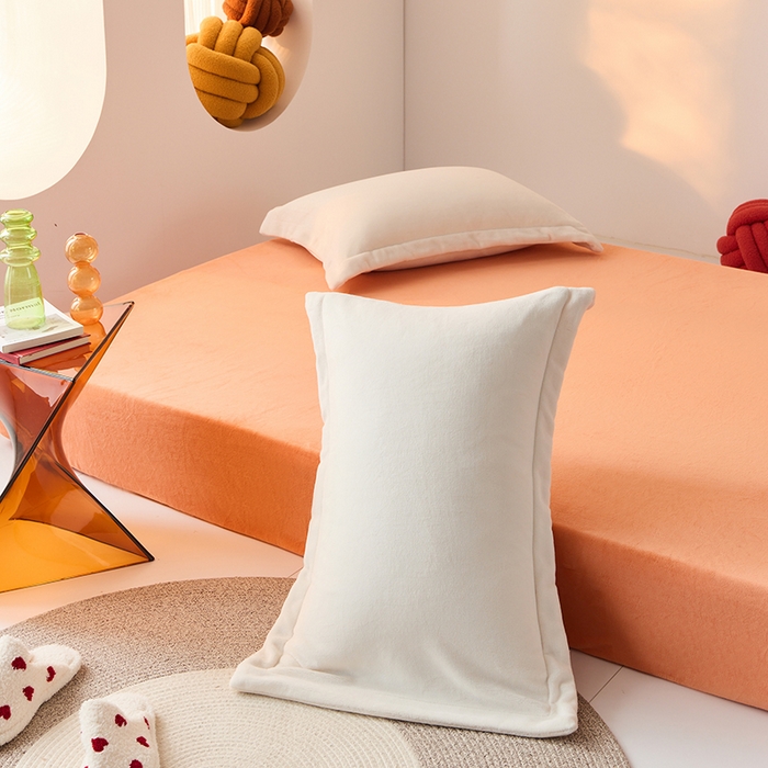 91家纺网 家纺一手货源 找家纺 LADYCOCO可可家居 2024新款牛奶3D绒立体雕花剪花单品系列-单床笠 橘色