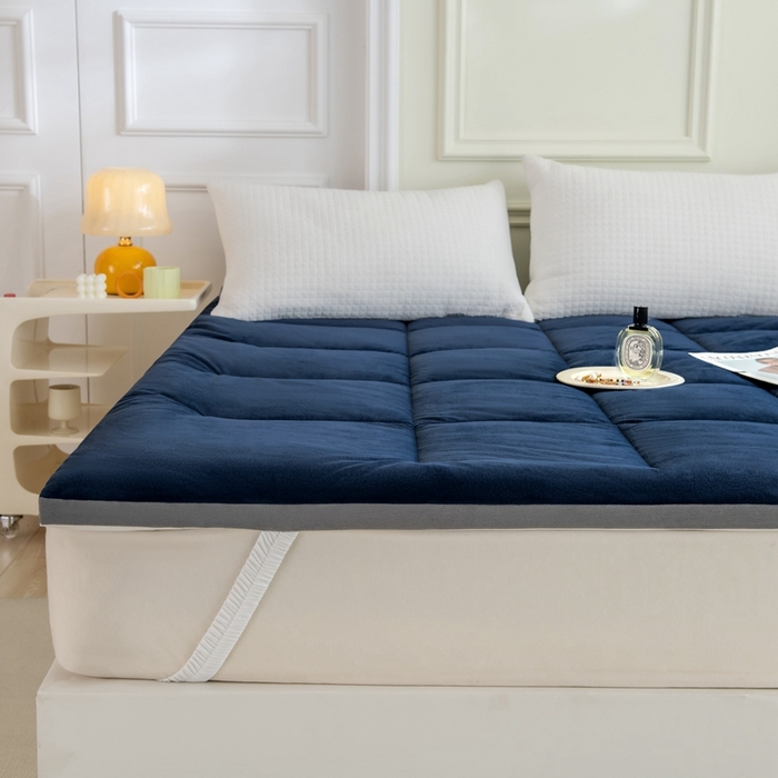91家纺网 家纺一手货源 找家纺 LADYCOCO可可家居 2024新款亲肤舒适德绒床垫床褥-超暖系列 蓝色