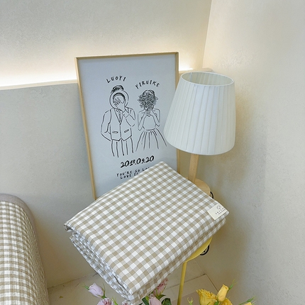 91家纺网 家纺一手货源 找家纺 （总）2024新款水洗全棉条格床盖四件套