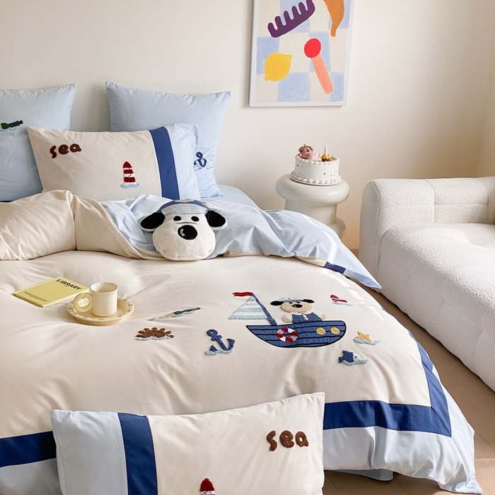 91家纺网 家纺一手货源 找家纺 （总）星野 2024新款全棉加厚磨毛四件套漂流记系列