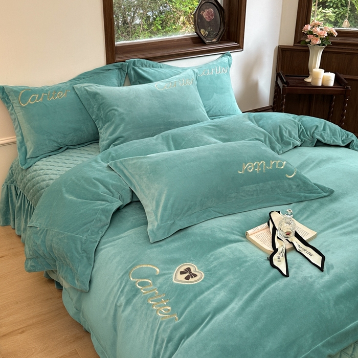 91家纺网 家纺一手货源 找家纺 尚美 2024新款床盖款工艺设计四件套-依连娜 青春绿