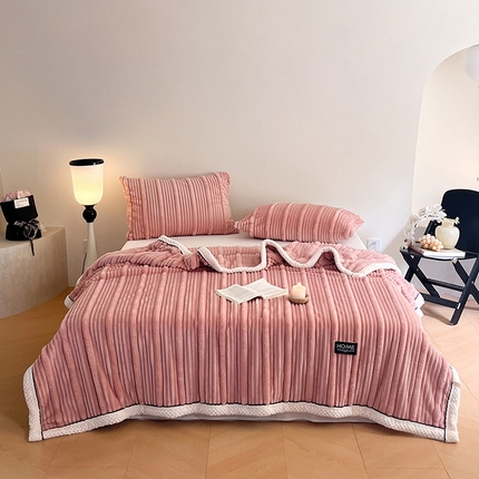 91家纺网 家纺一手货源 找家纺 （总）欧邦 新款A类兔兔绒子母条毛毯