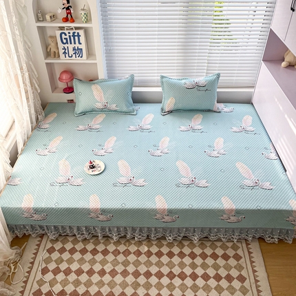 91家纺网 家纺一手货源 找家纺 （总）手艺人 2025新款蕾丝花边化纤炕盖榻榻米炕垫-KH系列