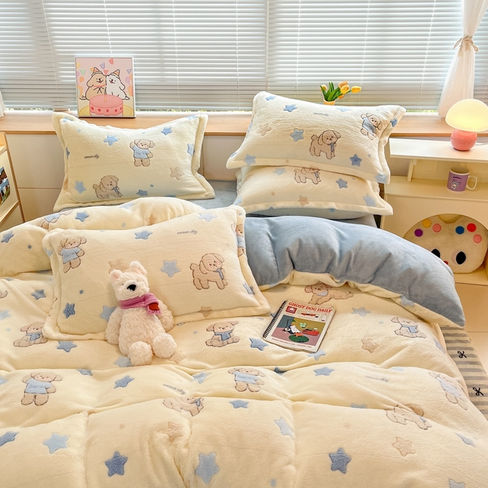 91家纺网 家纺一手货源 找家纺 慕尚 2025新款高克重印花雪花绒被套单件 旺福