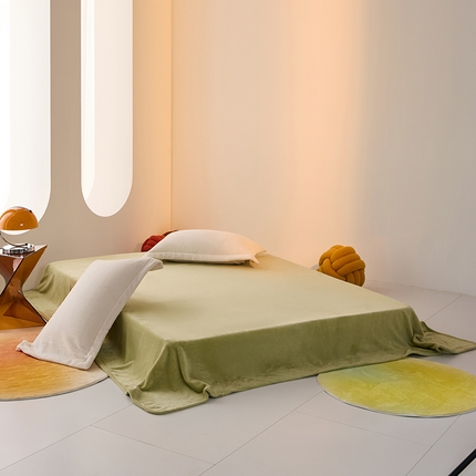 LADYCOCO可可家居 2024新款牛奶3D绒立体雕花剪花单品系列-单床单 果绿