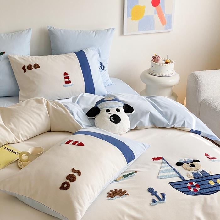 91家纺网 家纺一手货源 找家纺 （总）星野 2024新款全棉加厚磨毛四件套漂流记系列