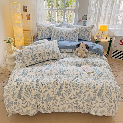 91家纺网 家纺一手货源 找家纺 （总）伊凡 2025新款印花小清新水洗棉四件套