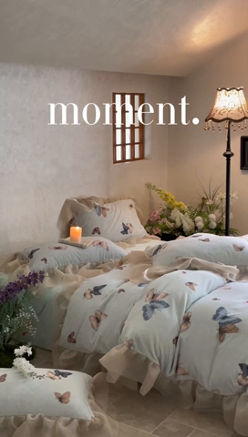 91家纺网 家纺一手货源 找家纺 慕澄家纺 2024新款高克重花边牛奶绒印花四件套 蝶舞