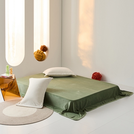 LADYCOCO可可家居 2024新款牛奶3D绒立体雕花剪花单品系列-单床单 深绿