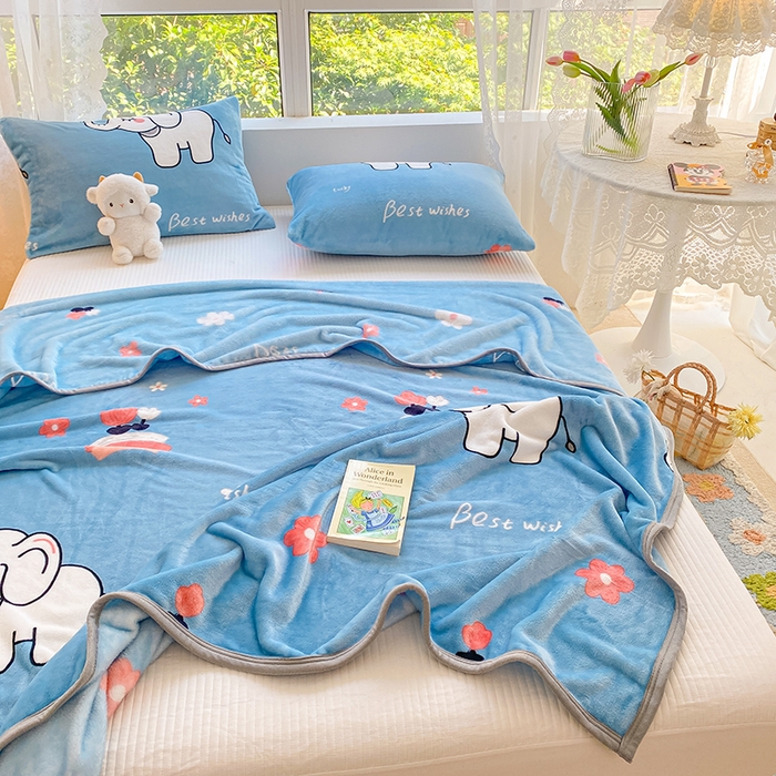 91家纺网 家纺一手货源 找家纺 慕尚家纺 2025新款雪貂绒高克重300g毛毯家用毛毯 小象