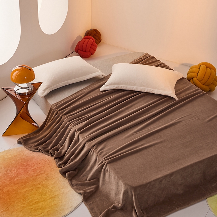 91家纺网 家纺一手货源 找家纺 LADYCOCO可可家居 2024新款牛奶3D绒立体雕花剪花单品系列-单床单 深咖