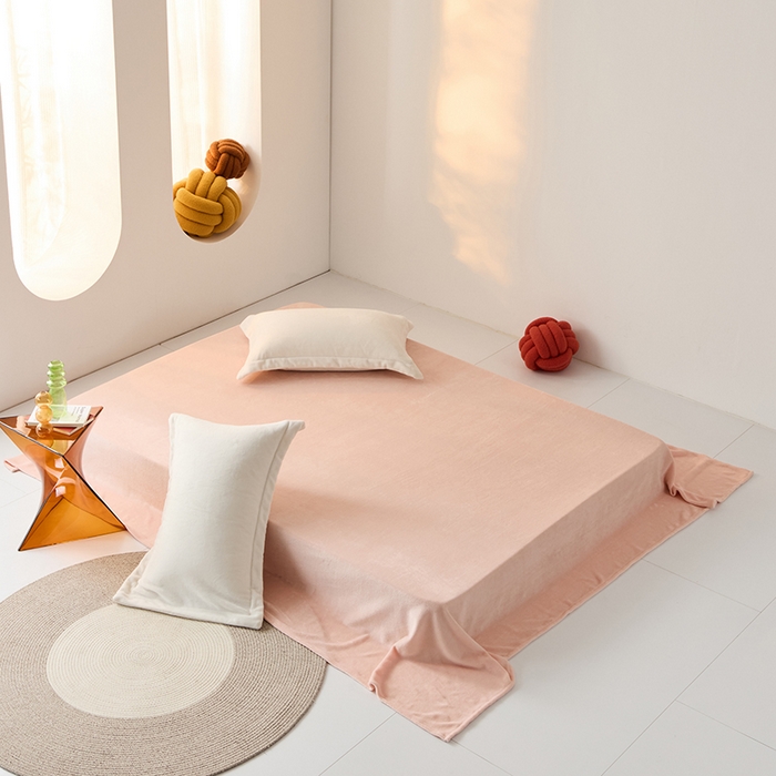 91家纺网 家纺一手货源 找家纺 LADYCOCO可可家居 2024新款牛奶3D绒立体雕花剪花单品系列-单床单 浅粉