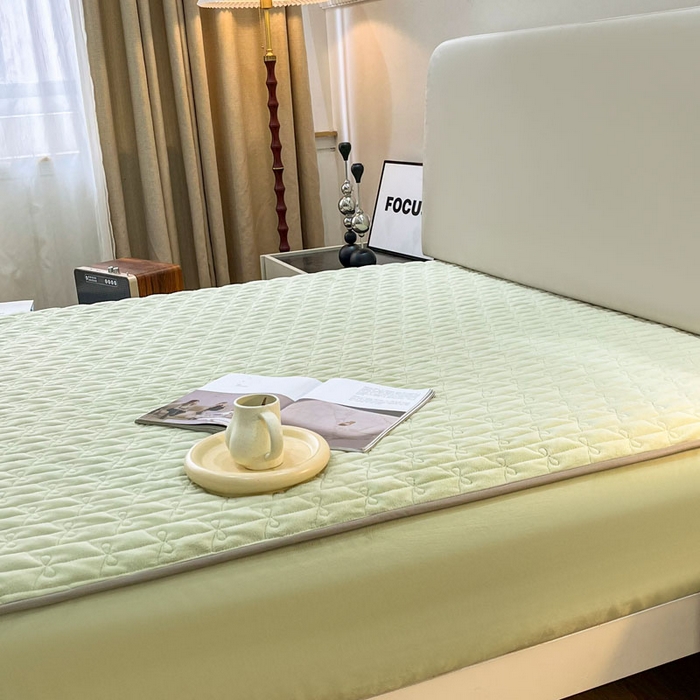 91家纺网 家纺一手货源 找家纺 LADYCOCO可可家居 2024新款超柔牛奶绒夹棉保暖床笠 绿色